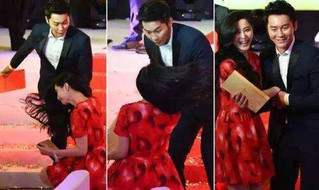 女明星台阶摔倒_女星摔倒 红毯摔倒 明星走红毯摔倒